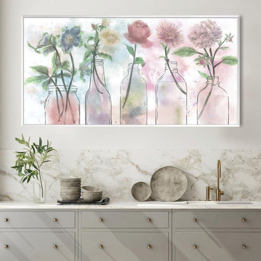 Floral Bottles Canvas Art Clock Canvas