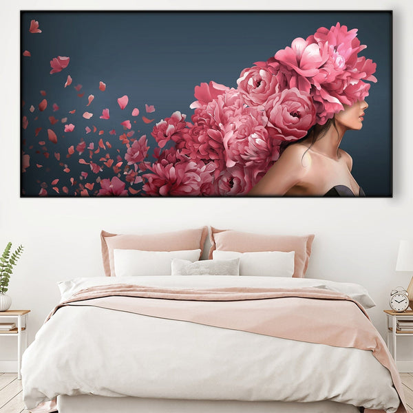 Floral Goddess Easy Build Frame Posters, Prints, & Visual Artwork Easy Build Frame & Fabric Print / 40 x 20in Clock Canvas
