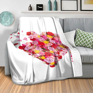 Flower Hearts Blanket Blanket Clock Canvas
