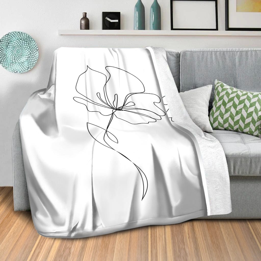 Flower Lines B Blanket Blanket Clock Canvas
