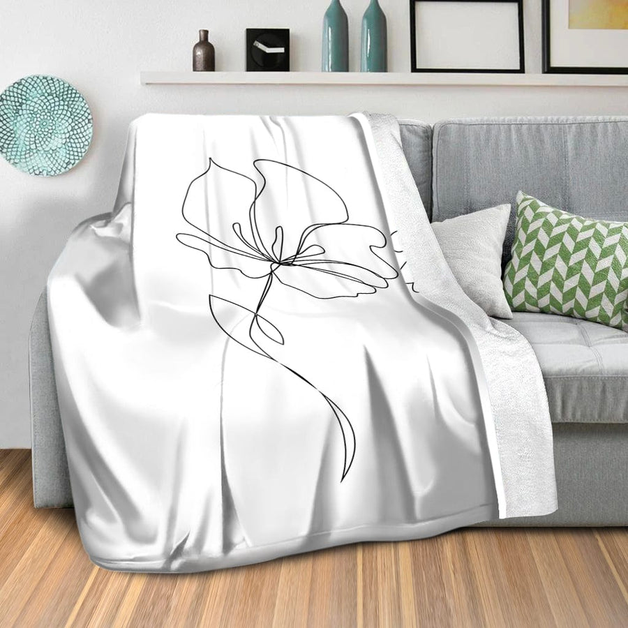 Flower Lines B Blanket Blanket Clock Canvas