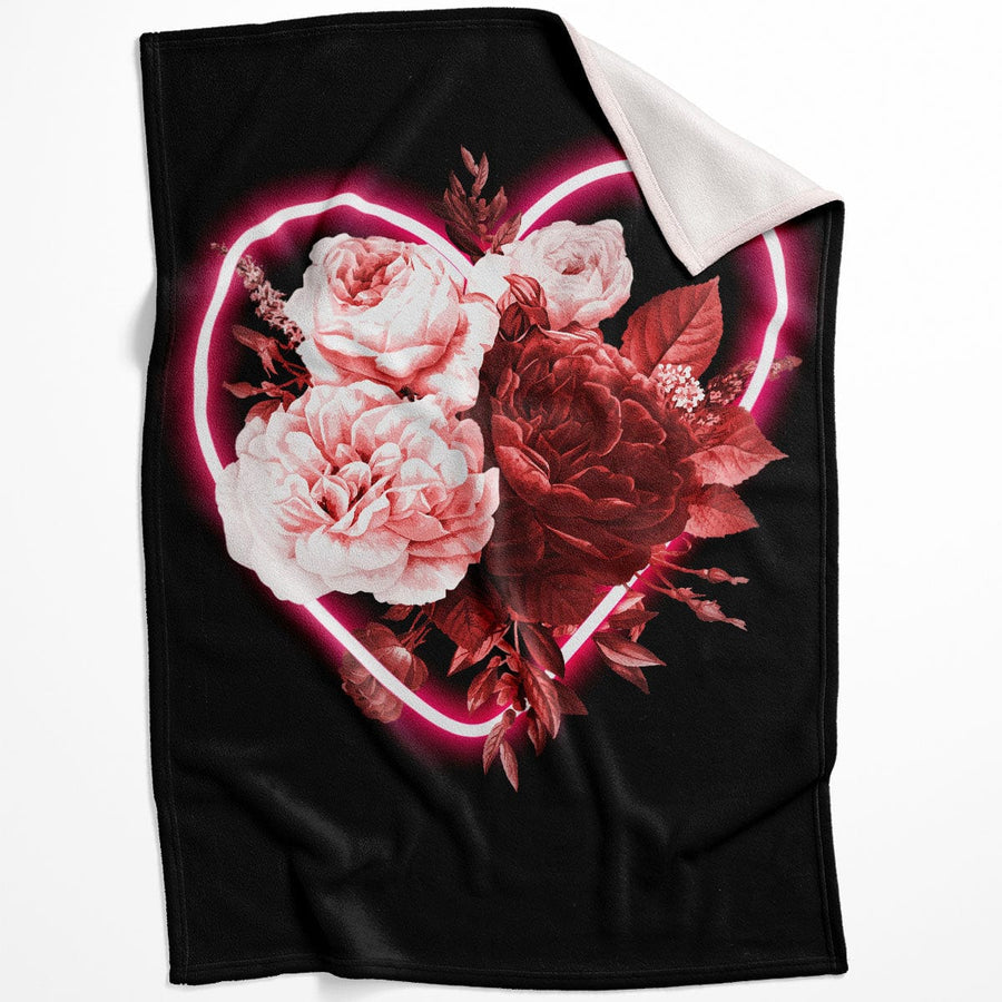 Flower Neon Blanket Blanket 75 x 100cm Clock Canvas