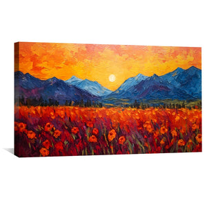 Flowers of the Field Canvas Art Clock Canvas