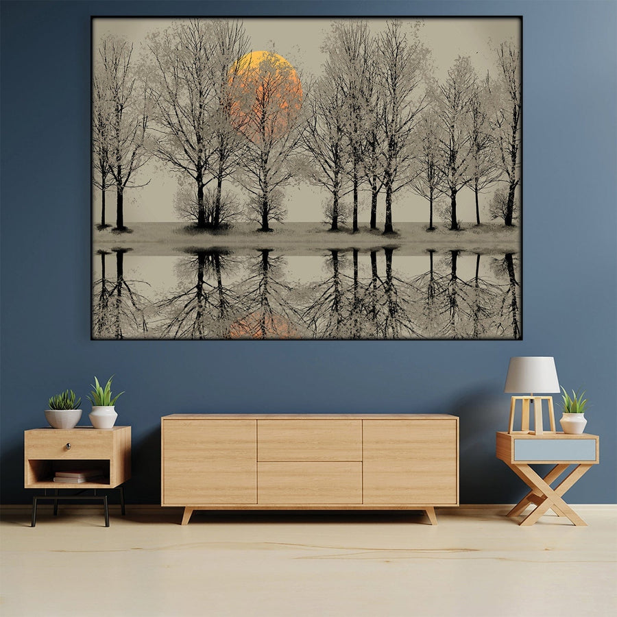 Forest Dawn Easy Build Frame Art Easy Build Frame & Fabric Print / 40 x 30in Clock Canvas