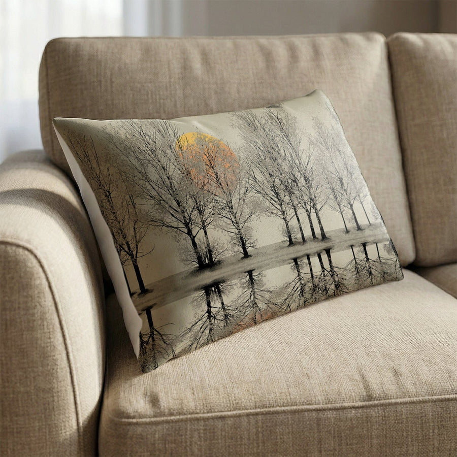 Forest Dawn Pillow Cushion 13 x 19in Clock Canvas