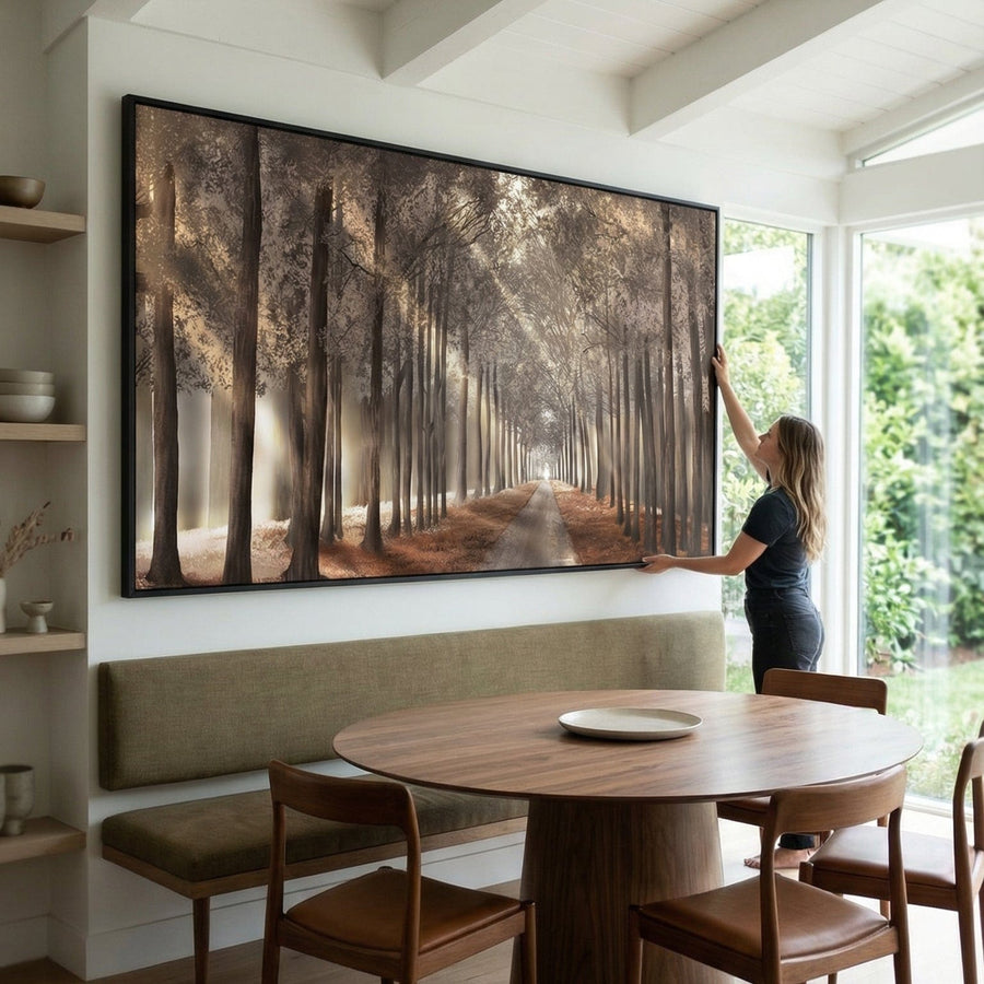 Forest Strolls Easy Build Frame Posters, Prints, & Visual Artwork Clock Canvas