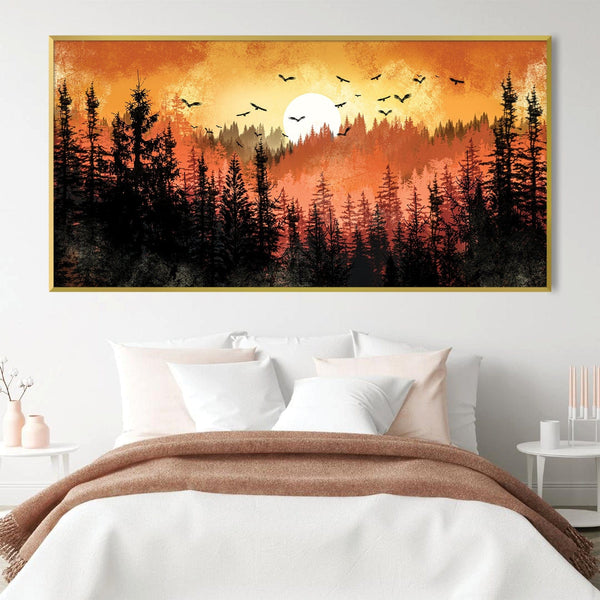 Forest Sunset Canvas Art Clock Canvas