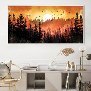 Forest Sunset Canvas Art Clock Canvas