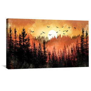 Forest Sunset Canvas Art Clock Canvas