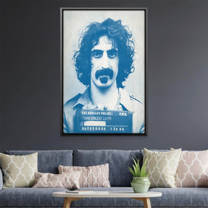 Franck Zappa Mugshot Blue Canvas Art Clock Canvas