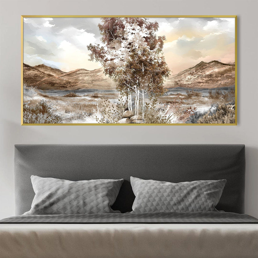 Frosted Bark and Warm Sky Canvas Art Clock Canvas