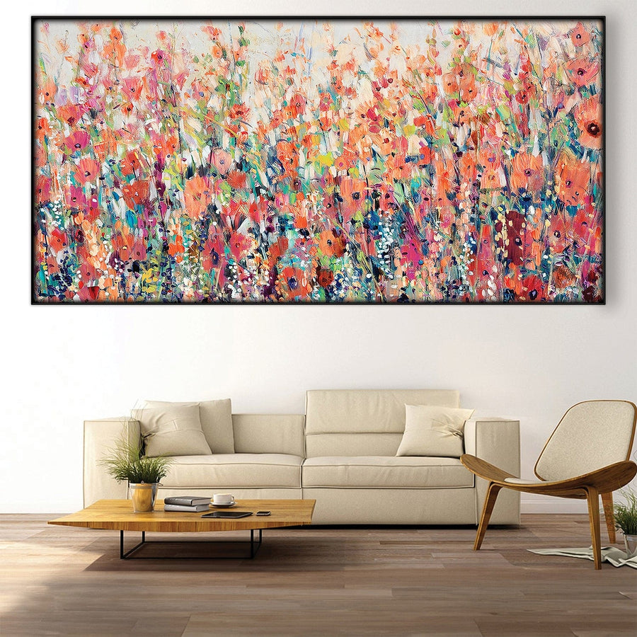 Garden of Flowers Easy Build Frame Posters, Prints, & Visual Artwork Easy Build Frame & Fabric Print / 40 x 20in Clock Canvas