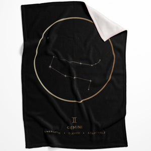 Gemini Traits Gold Blanket Blanket 75 x 100cm Clock Canvas
