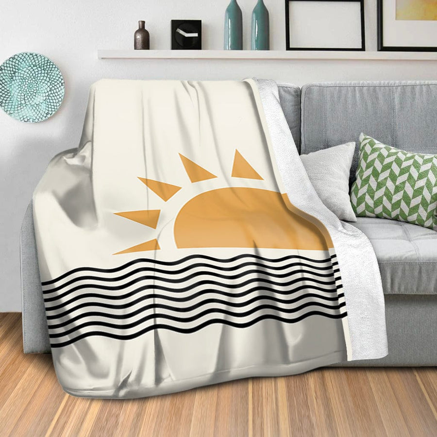 Geo Sunrise Blanket Blanket Clock Canvas