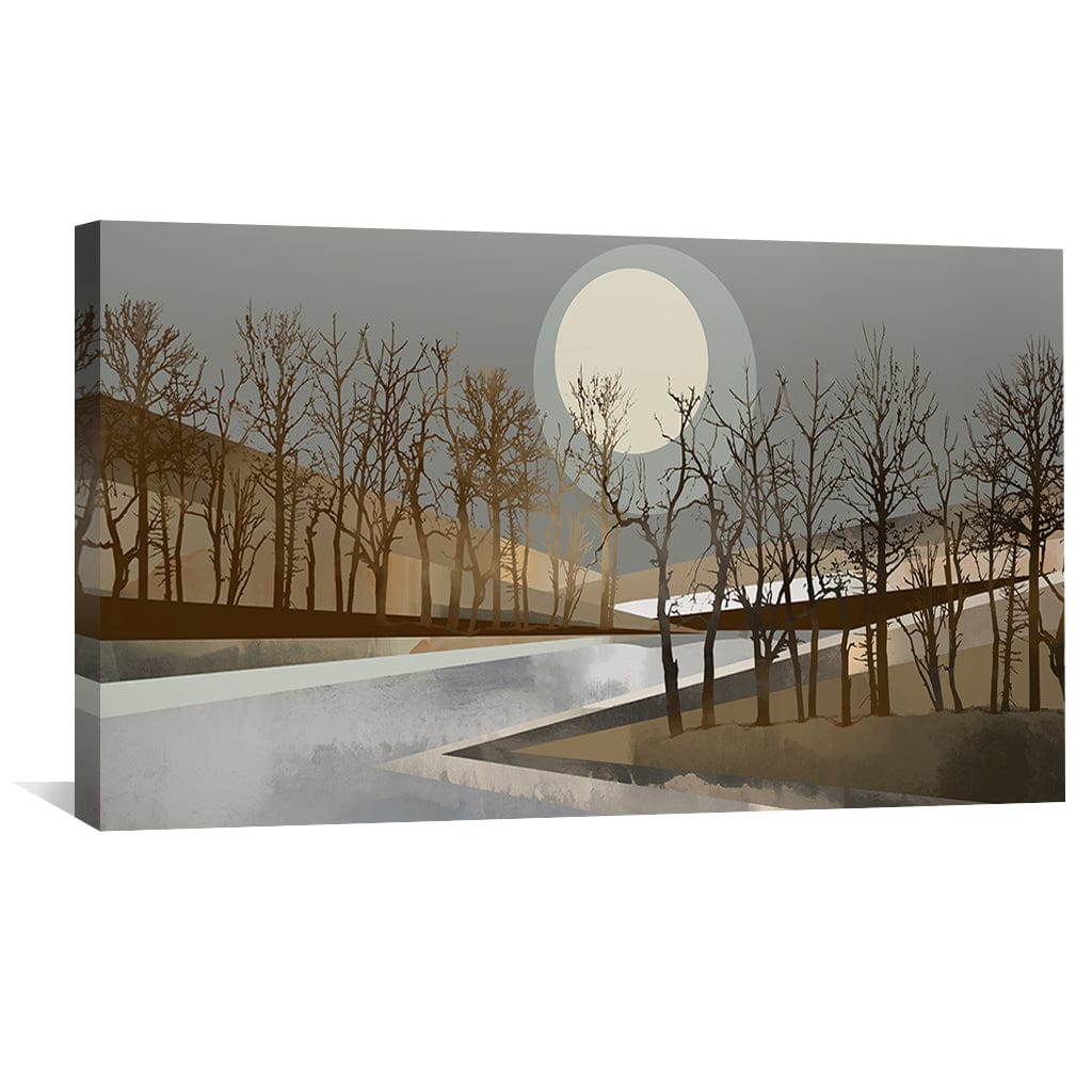 Geometric Moonrise Canvas Art Clock Canvas
