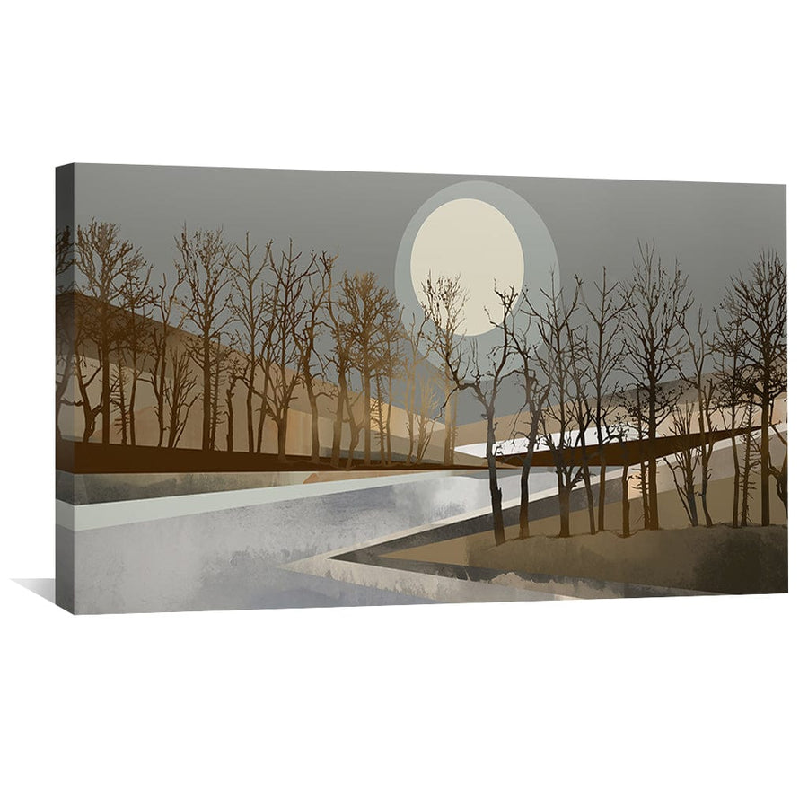Geometric Moonrise Canvas Art Clock Canvas