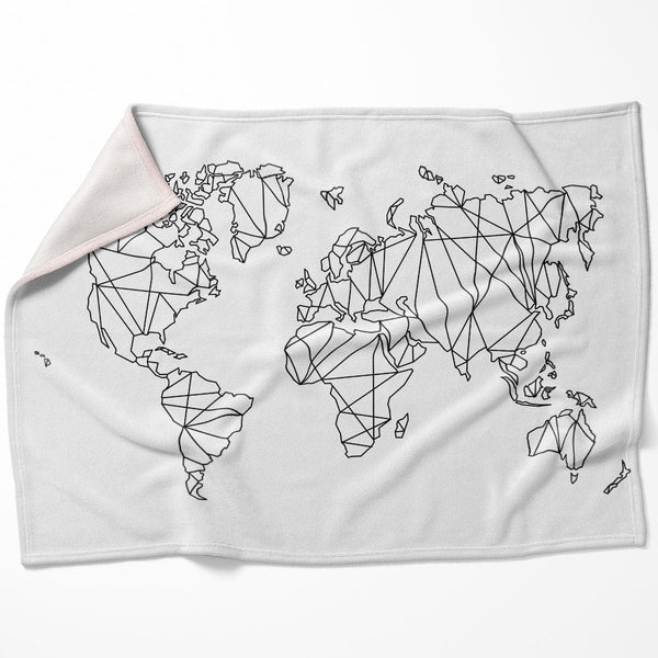 Geometric World Map Blanket Blanket 75 x 100cm Clock Canvas