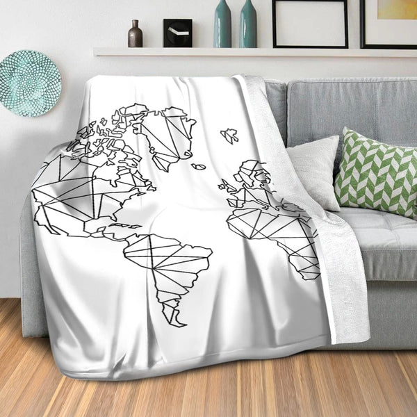 Geometric World Map Blanket Blanket Clock Canvas
