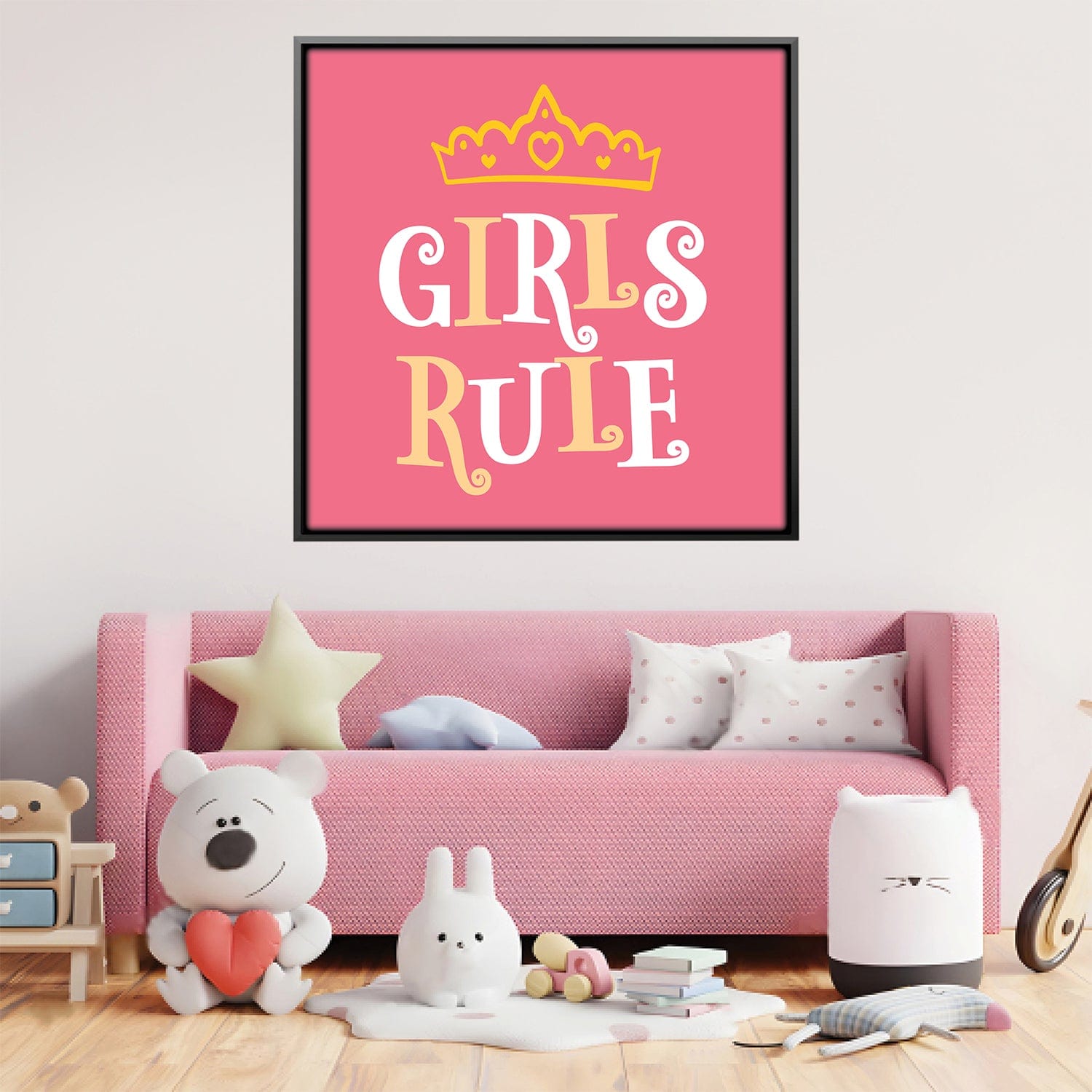 Girls Rule 2 Canvas Art 12 x 12in / Canvas Clock Canvas