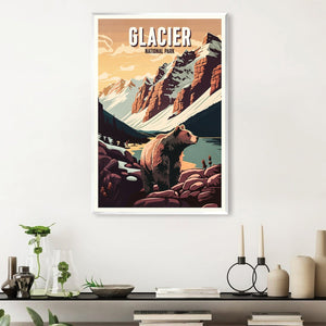 Glacier National Park Canvas Art Clock Canvas