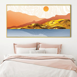 Gold-Touched Landscape Canvas Art Clock Canvas