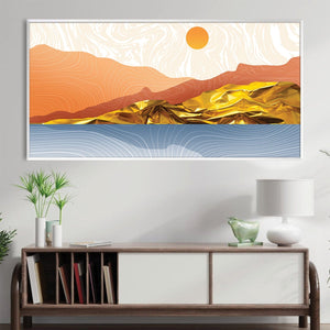 Gold-Touched Landscape Canvas Art Clock Canvas