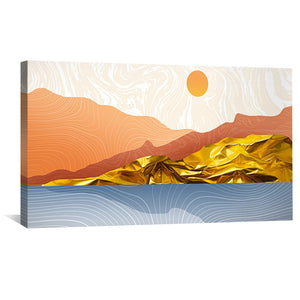 Gold-Touched Landscape Canvas Art Clock Canvas