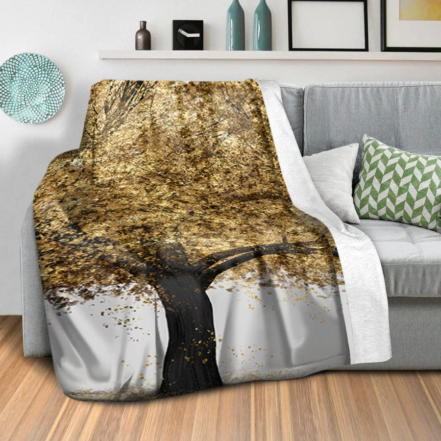 Golden Botany Blanket Blanket Clock Canvas