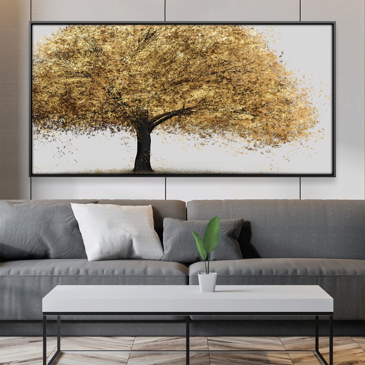Golden Botany Canvas Art Clock Canvas