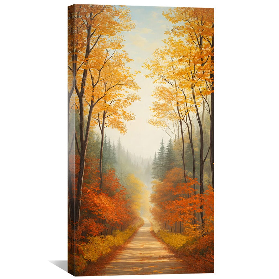 Golden Canopy Road Canvas Art Clock Canvas