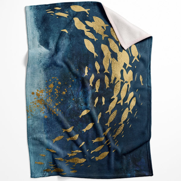 Golden Fish C Blanket Blanket 75 x 100cm Clock Canvas