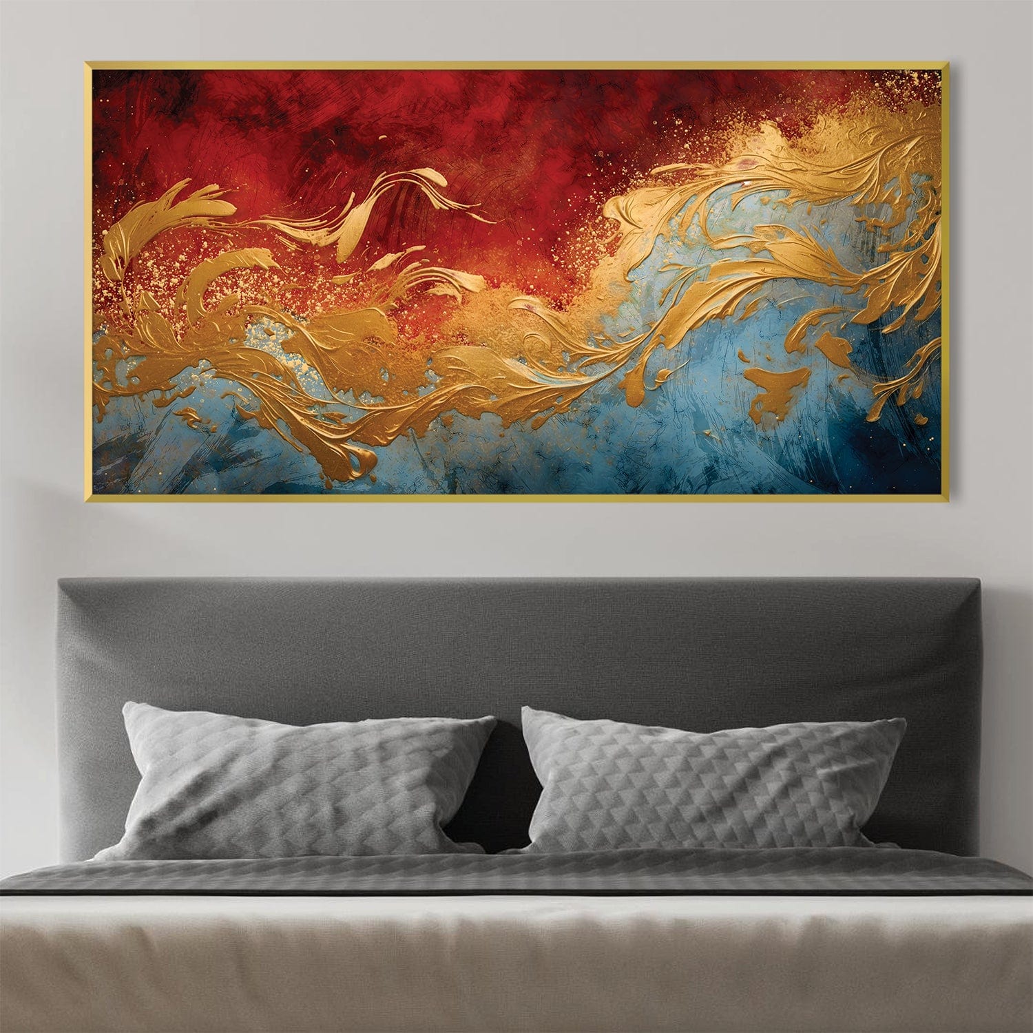 Golden Flame Canvas Art Clock Canvas