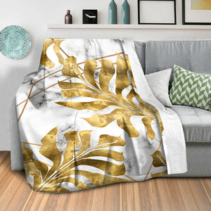 Golden Leaf A Blanket Blanket Clock Canvas