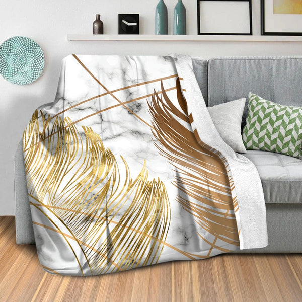 Golden Leaf B Blanket Blanket Clock Canvas