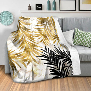 Golden Leaf C Blanket Blanket Clock Canvas