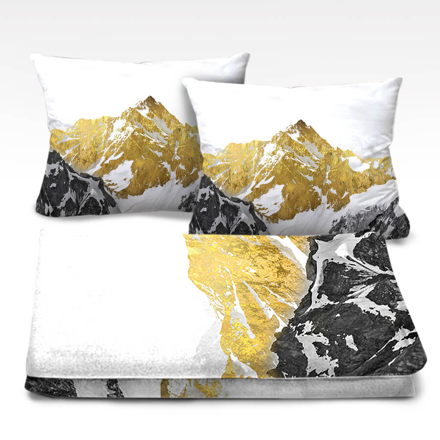 Golden Mountain Dream Home Bundle Bundle 2 Cushions & 1 Blanket Clock Canvas