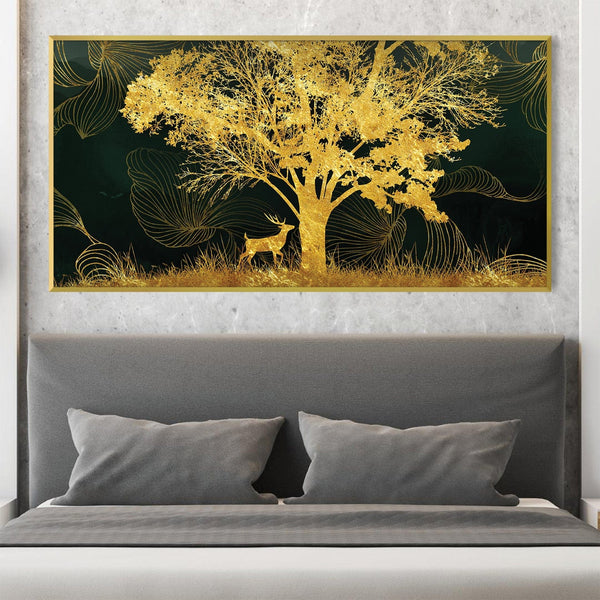 Golden Nature Canvas Art Clock Canvas