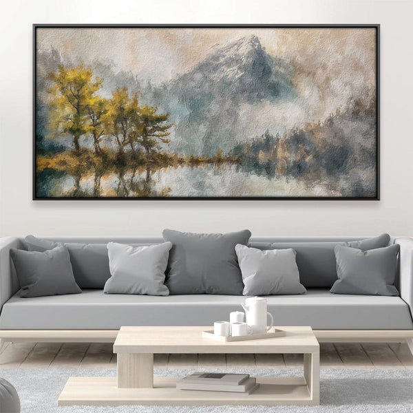 Golden Trees in the Mist Canvas Art 20 x 10in / Canvas Clock Canvas