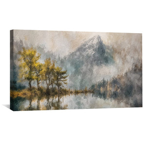 Golden Trees in the Mist Canvas Art Clock Canvas