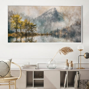 Golden Trees in the Mist Canvas Art Clock Canvas