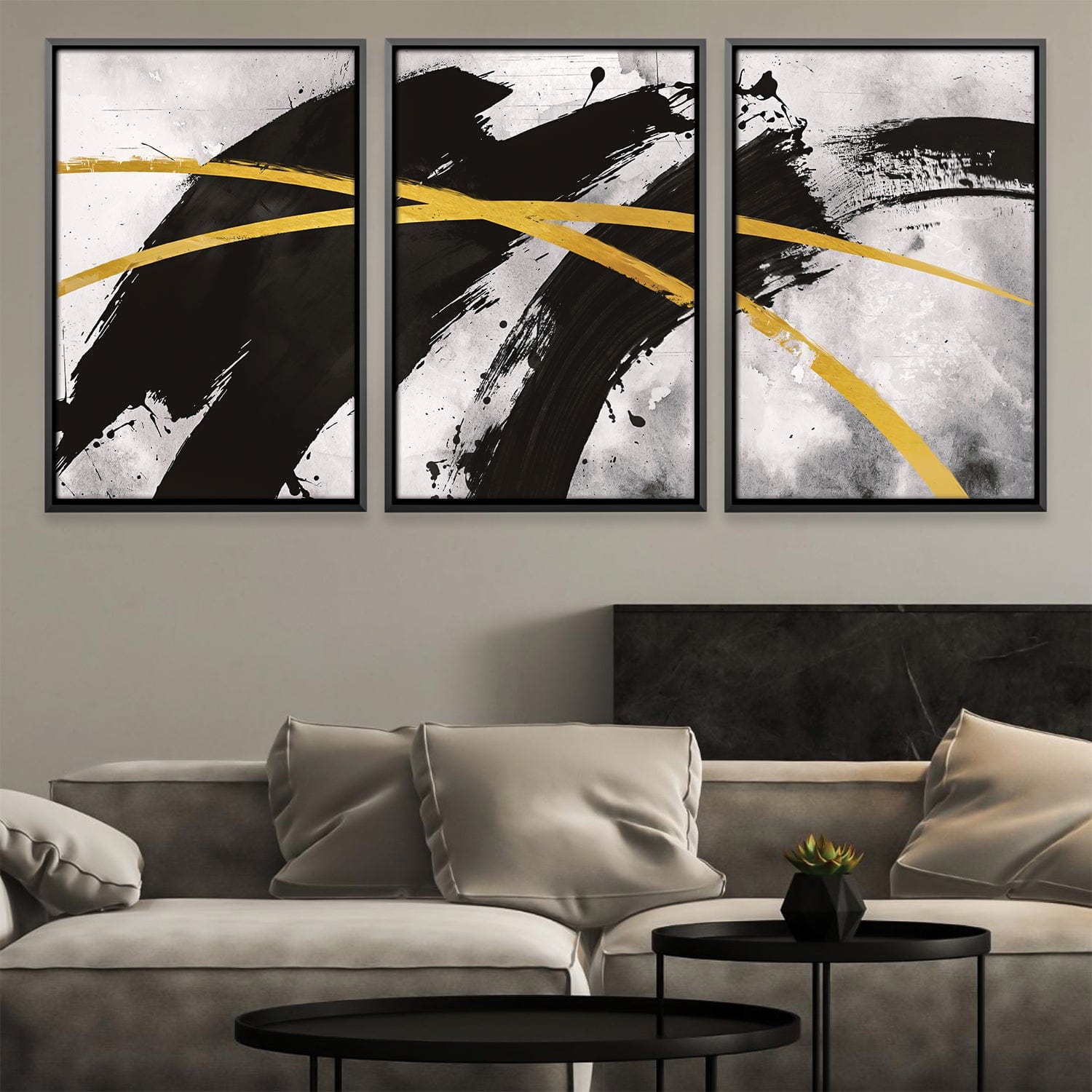 Golden X Canvas Art Clock Canvas