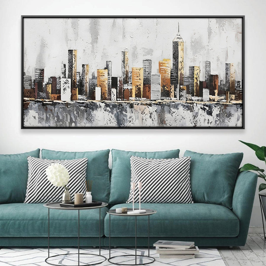 Gradient City Canvas Art Clock Canvas