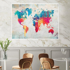 Gradient World Map Canvas Art Clock Canvas