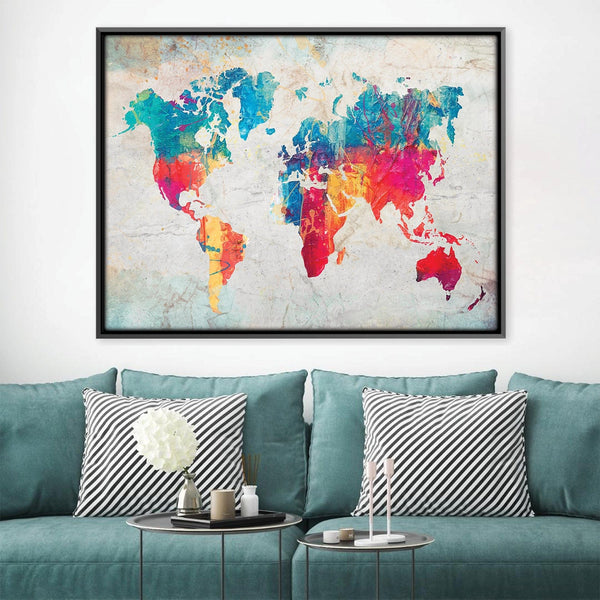 Gradient World Map Canvas Art Clock Canvas
