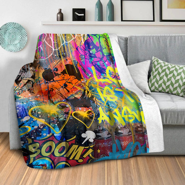 Graffiti Answer Blanket Blanket Clock Canvas