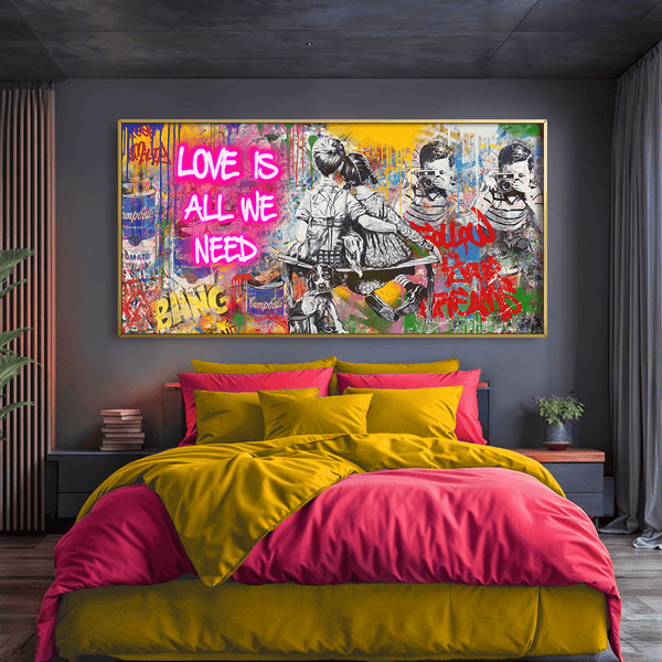 Graffiti Banksy Love Is All We Need Canvas Art Clock Canvas