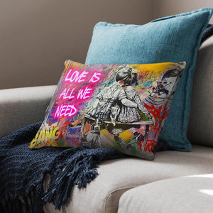 Graffiti Banksy Love Is All We Need Dream Home Bundle Bundle 2 Cushions & 1 Blanket Clock Canvas