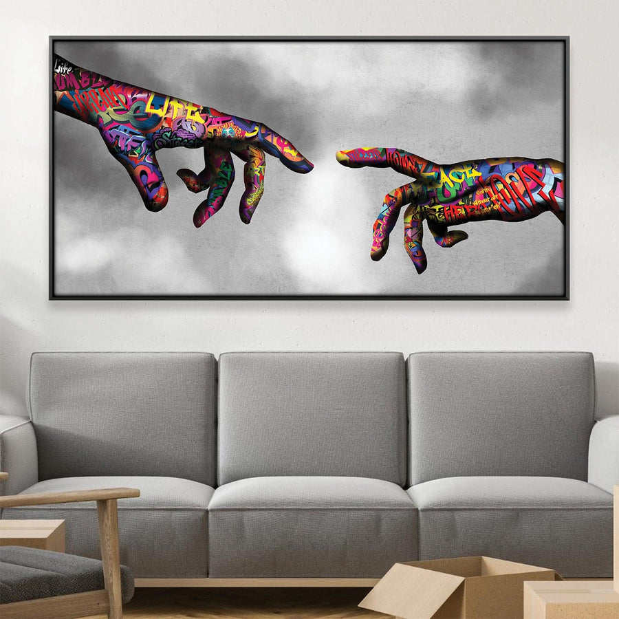 Graffiti Hand of God Canvas Art 50 x 25cm / Framed Prints Clock Canvas