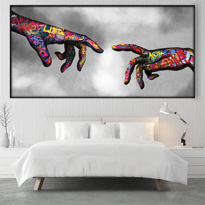 Graffiti Hand Of God Easy Build Frame Posters, Prints, & Visual Artwork Easy Build Frame & Fabric Print / 40 x 20in Clock Canvas