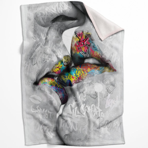 Graffiti Kiss Blanket Blanket 75 x 100cm Clock Canvas